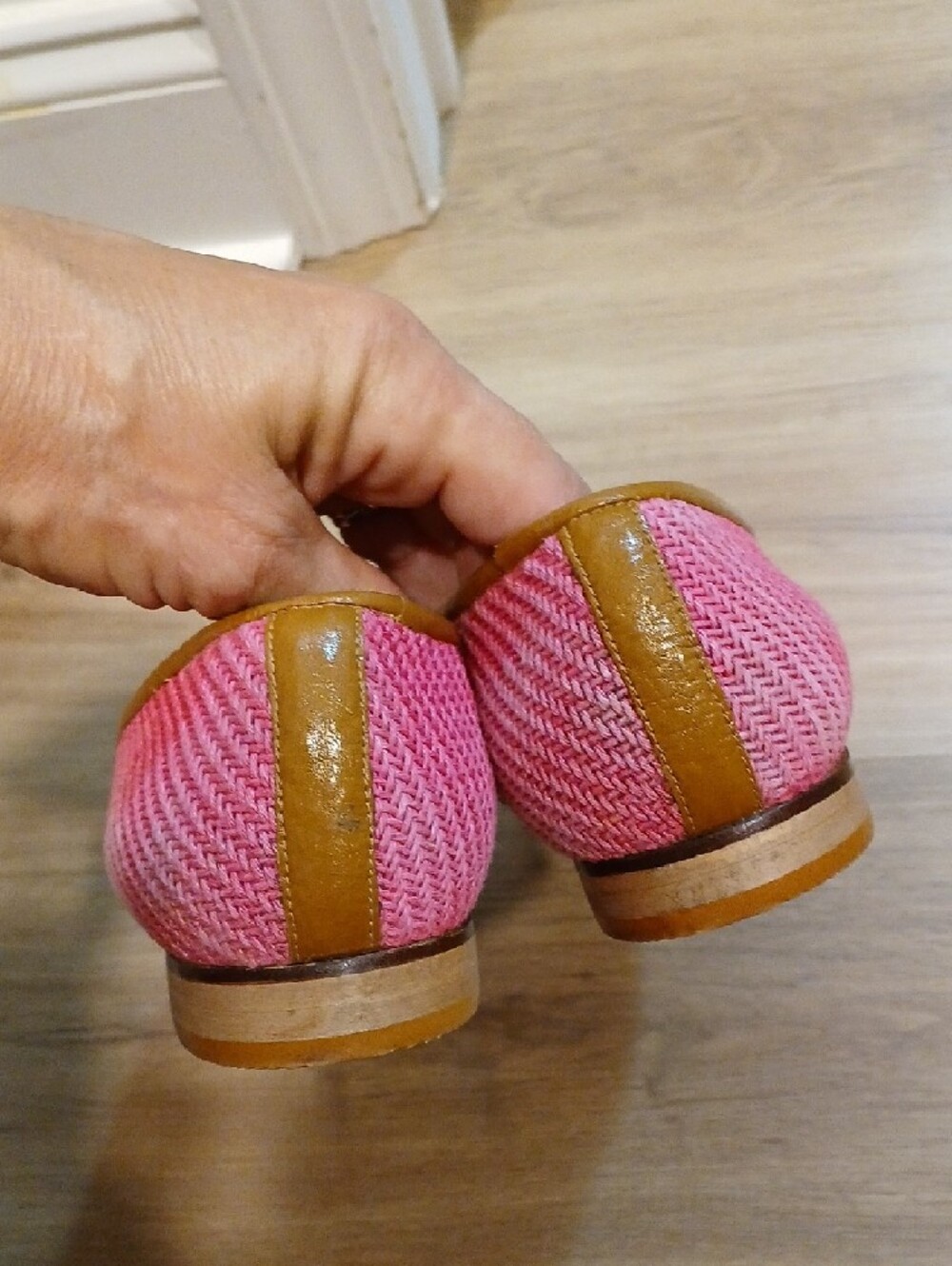 Zalo Coral Pink Woven Slip-On Flats. Made in Spain - Picture 9 of 9